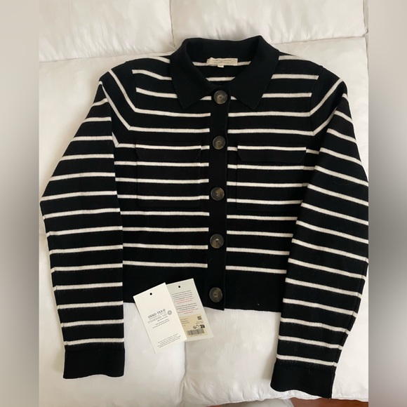 Sezane Sweaters - New Sezane Betty Cardigan Black with White Stripes XS